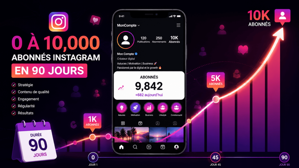 Comment passer de 0 à 10 000 abonnés Instagram en 90 jours ? 0 a 10000 abonnes instagram 90 jours